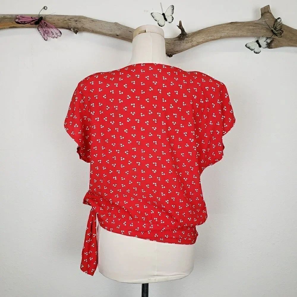 Trend vintage red and white side tie blouse - Picture 3 of 8